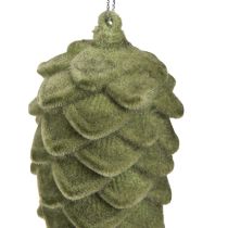 Artículo Colgador de conos decorativos piñas verdes flocadas 11,5cm 6 uds