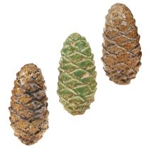 Artículo Conos decorativos cerámica surtidos verde amarillo marrón 8,5cm 6 uds