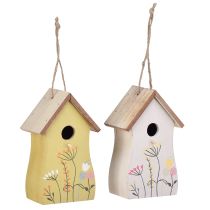 Artículo Decoración para colgar pajarera madera blanco amarillo 13cm 2uds