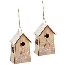 Artículo Decoración para casita de pájaros colgante blanco natural 14,5cm 2uds