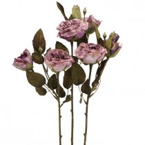 Deco ramo de rosas flores artificiales ramo de rosas violeta 45cm 3pcs