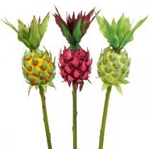 Artículo Deco piña fruta artificial deco frutas Ø7cm H50cm 3pcs