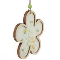 Artículo Colgante decorativo flor de madera motivo corazón flores 12cm 6ud