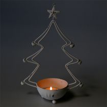 Deco árbol con cuenco para candelita blanco 25cm 2pcs