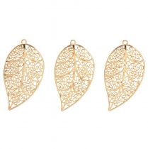 Artículo Hojas decorativas para colgar decoración de metal dorado 5,5cm 24 piezas