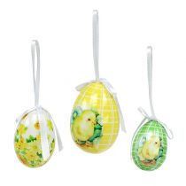 Huevos decorativos para colgar amarillo-verde 5-8cm 8pcs