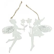 Artículo Deco duendes decoración ventana primavera metal blanco H20cm 4pcs