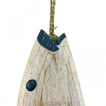 Artículo Pez deco de madera Pez de madera para colgar Azul oscuro H57.5cm