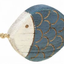Artículo Pez decorativo decoración colgante marítima pez de madera azul H11cm 6 piezas