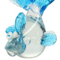 Artículo Pez decorativo de cristal transparente, azul 15cm