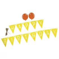 Artículo Guirnalda decorativa de cadena de banderines de cumpleaños de fieltro amarillo naranja 300cm