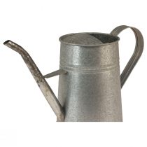Artículo Regadera decorativa galvanizada, de metal, gris, aspecto vintage, 1,7 l, 23 cm de alto, para decoraciones florales y jardineras con estilo.