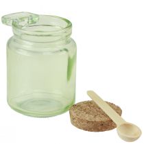 Artículo Vaso decorativo con tapa de corcho y cuchara verde Ø7cm H10cm 2ud