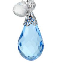 Percha deco plata, azul L 23 cm