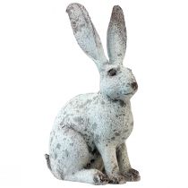 Figura decorativa blanca de conejo sentado Shabby Chic Al. 46,5 cm
