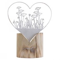 Corazón decorativo standee metal madera blanco primavera decoración Al.31cm