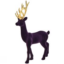Artículo Figura decorativa ciervo reno oro púrpura flocado Al. 37 cm