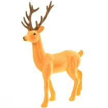 Artículo Figura decorativa ciervo reno amarillo marrón flocado 37cm