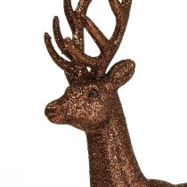Artículo Figura decorativa decorativa de cobre, ciervo, reno, purpurina, Al. 37 cm
