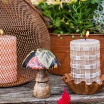 Decoración de mesa de hojas de otoño de setas de madera negro, multicolor Ø10cm H15cm