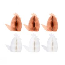 Artículo Papel decorativo pollo gallo panal blanco naranja 7,5×4,5×8cm 6uds