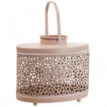 Artículo Farol decorativo ovalado farol rosa decoración de mesa metal 27×16×23cm