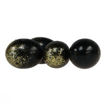 Artículo Huevos de Pascua decorativos huevo de ganso auténtico negro con purpurina dorada Al 7,5–8,5 cm 10 unidades
