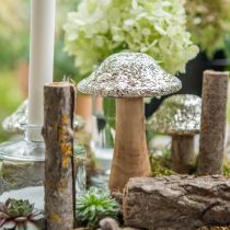 Hongo de madera de madera de champiñón decorativo con patrón de mosaico dorado Al.17cm