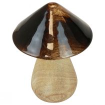Artículo Seta decorativa Seta de madera marrón natural efecto brillo Ø7,5cm H10cm