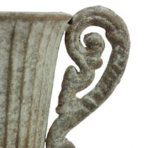 Artículo Copa/cáliz decorativo, metal, marrón antiguo/blanco, Ø12cm, H26cm, jarrón/maceta/decoración floral