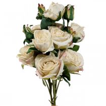 Deco Roses Crema Rosas Artificiales Flores De Seda 50cm 3pcs