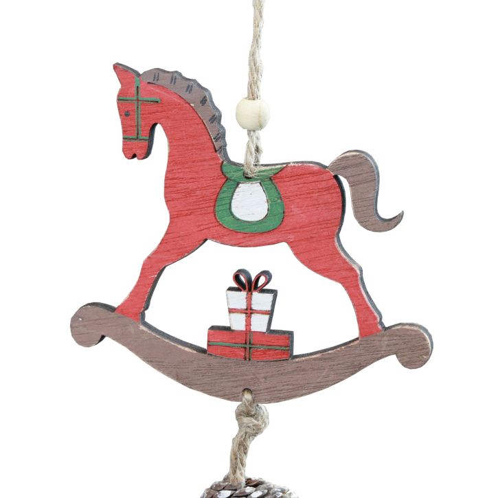 Artículo Caballo balancín decorativo, decoración colgante de madera, Navidad, rojo, 37cm, 2 uds.