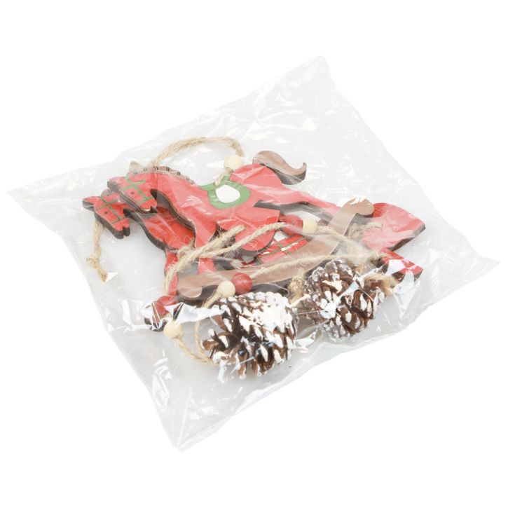 Artículo Caballo balancín decorativo, decoración colgante de madera, Navidad, rojo, 37cm, 2 uds.