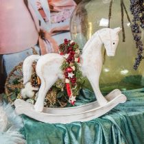 Caballito balancín decorativo Navidad blanco marrón 37x8x32cm
