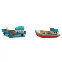 Artículo Barco decorativo barco azul rojo decoración de mesa marítima 5cm 8 piezas