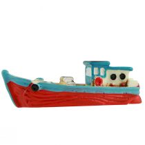 Artículo Barco decorativo barco azul rojo decoración de mesa marítima 5cm 8 piezas