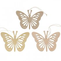 Deco mariposas percha decorativa beige/rosa/amarillo 12cm 12uds