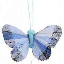 Artículo Mariposas decorativas mariposa de plumas rosa, azul 6cm 24 piezas