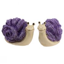 Artículo Caracoles decorativos figuras decorativas violeta beige lavanda 12cm 2ud