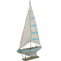 Artículo Deco velero madera azul-blanco decoración de mesa marítima H54.5cm