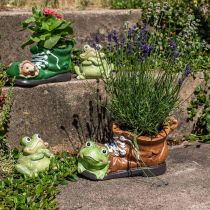 Artículo Jardinera decorativa, zapato con rana, cerámica 30×18cm H15cm