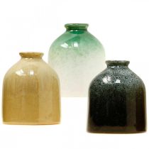 Jarrones decorativos, juego de jarrones de cerámica redondos H9.5cm Ø8cm 3pcs