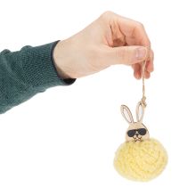 Artículo Adorno de conejito de Pascua para colgar, conejito esponjoso, amarillo, Ø7 cm, 6 piezas