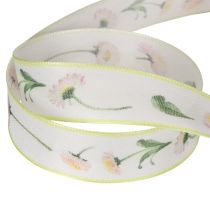 Artículo Cinta de regalo con estampado floral Bellis para manualidades y embalaje, 25 mm x 20 m