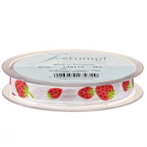 Artículo Cinta decorativa fresas cinta de tela cinta primavera 15mm 20m