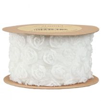 Artículo Cinta decorativa boda rosas blancas cinta de regalo 60mm 5m