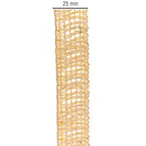 Artículo Cinta decorativa de yute, amarilla, natural, 25 mm; cinta decorativa rústica de yute, 10 m