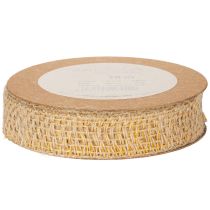 Artículo Cinta decorativa de yute, amarilla, natural, 25 mm; cinta decorativa rústica de yute, 10 m