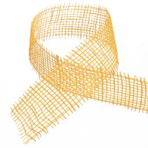 Artículo Cinta decorativa yute amarillo mostaza rejilla cinta cinta artesanal 5cm 40m