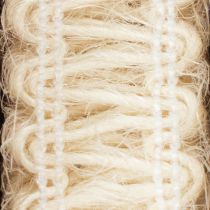 Artículo Cinta decorativa de yute, cinta de regalo natural, color blanco crema, 15 mm x 15 m